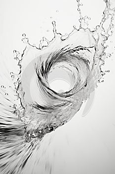 Single water vortex splash isolated on plain white background for optimal search relevance