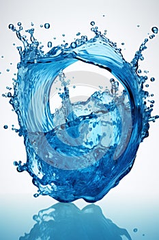 Single water vortex splash isolated on white background for enhanced search relevance