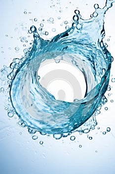 Single water vortex splash isolated on white background for enhanced search relevance