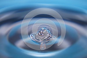 single Waterdrop splashing in blue