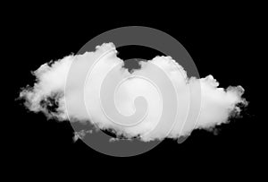 Single of white cloud isolated on black background
