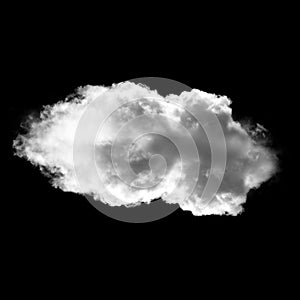 Single white cloud isolated over black background