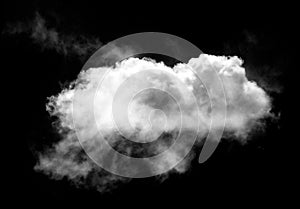 Single white cloud isolated over black background