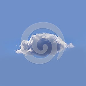Single white cloud isolated over blue sky background