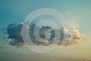 Single white cloud only one on blue sky background