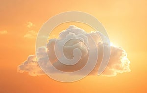 Single White Cloud in Orange Sky