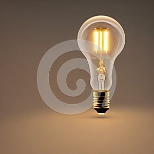 A single white E27 light bulb. Electricity, Illumination, Idea concept