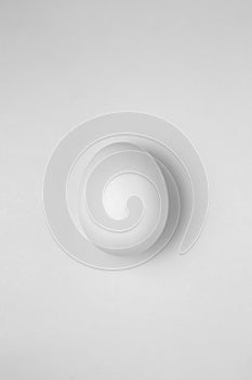 Single white egg on white background