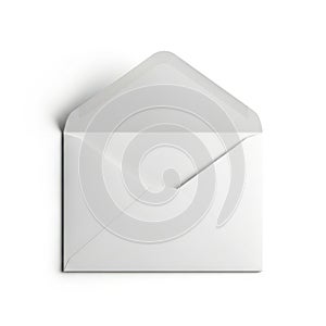 Single white envelope on plain background