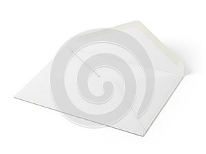 Single white envelope on plain background