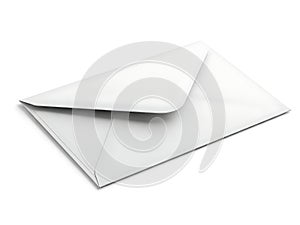 Single white envelope on plain background