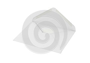 Single white envelope on plain background