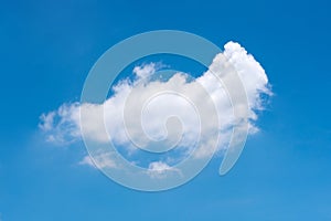 Single white nature cloud on clear blue sky background