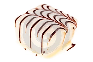 Single white striped praline isolated