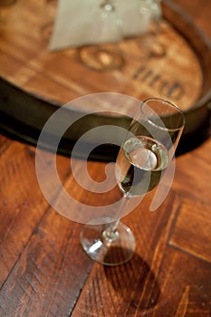 Single white wine glass