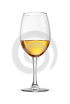Single white wine glass goblet isolated on white