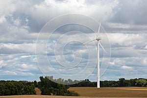 Single wind turbine in a corn field