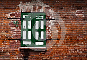 Single window in a brick wall
