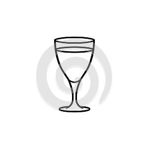 Single wine glass outline illustration on white background