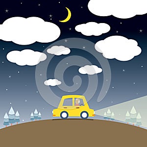 Single Woman Drive A Car In The Night
