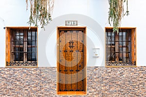 Single wooden door with number thirteen