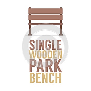 Single Wooden Park Bench On White Background