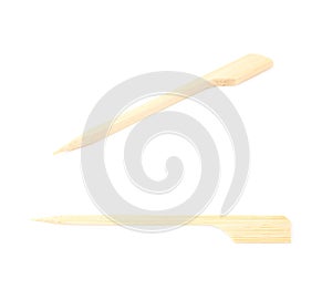 Single wooden toothpick isolated