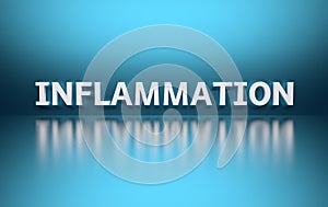 Single word Inflammation on blue background