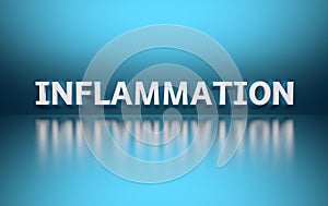 Single word Inflammation on blue background photo