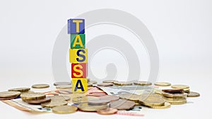 Single word TASSA on wooden block photo