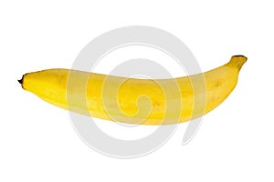 Single yellow banana isolated on white background