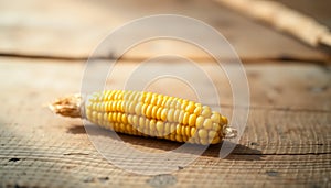 Single Yellow Corn Kernel on Wood