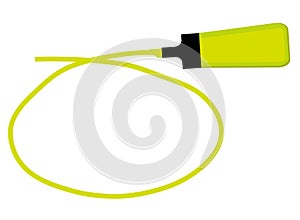Single yellow highlighter pen with hand drawn yellow circle to h