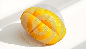Single Yellow Mango Slice on White