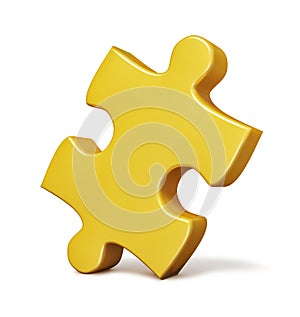 Single yellow puzzle piece isolated