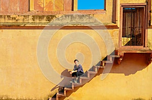 Single young man exploring Fatehpur Sikri