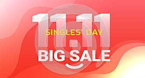 Singles Day sale abstract red background banner