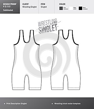 Singlet vector template. Wrestling tricot design template