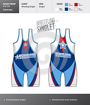 Singlet vector template. Wrestling tricot design template