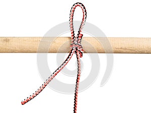 Singly slipped reef knot tied on synthetic rope