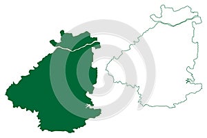 Singrauli district Madhya Pradesh State, Rewa division, Republic of India map vector illustration, scribble sketch Singrauli map