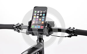 Singular Bicycle Phone Holder on White Background