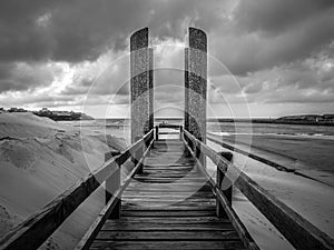 Singular building at suances beach, cantabria, spain photo