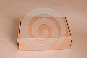 Singular closed brown carton box