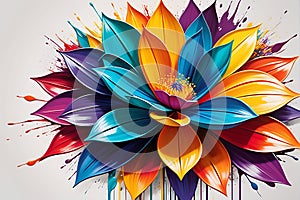 Singular Elegance: Abstract Art Style with Focus on an Undefined Flower Shape Bursting with a Spectrum of Vibrant Colors