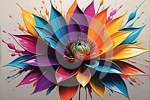 Singular Elegance: Abstract Art Style with Focus on an Undefined Flower Shape Bursting with a Spectrum of Vibrant Colors photo