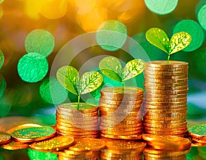 A Singular Glint of Gold Coins, St. Patrick\'s Day photo