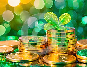 A Singular Glint of Gold Coins, St. Patrick\'s Day photo