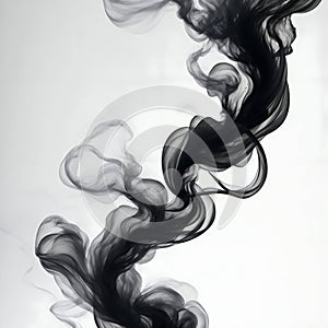 a singular intricately flowing different colored smoke stream against either a black or white background.