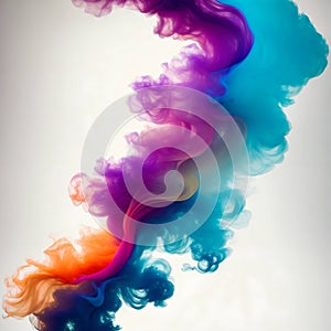 a singular intricately flowing different colored smoke stream against either a black or white background.